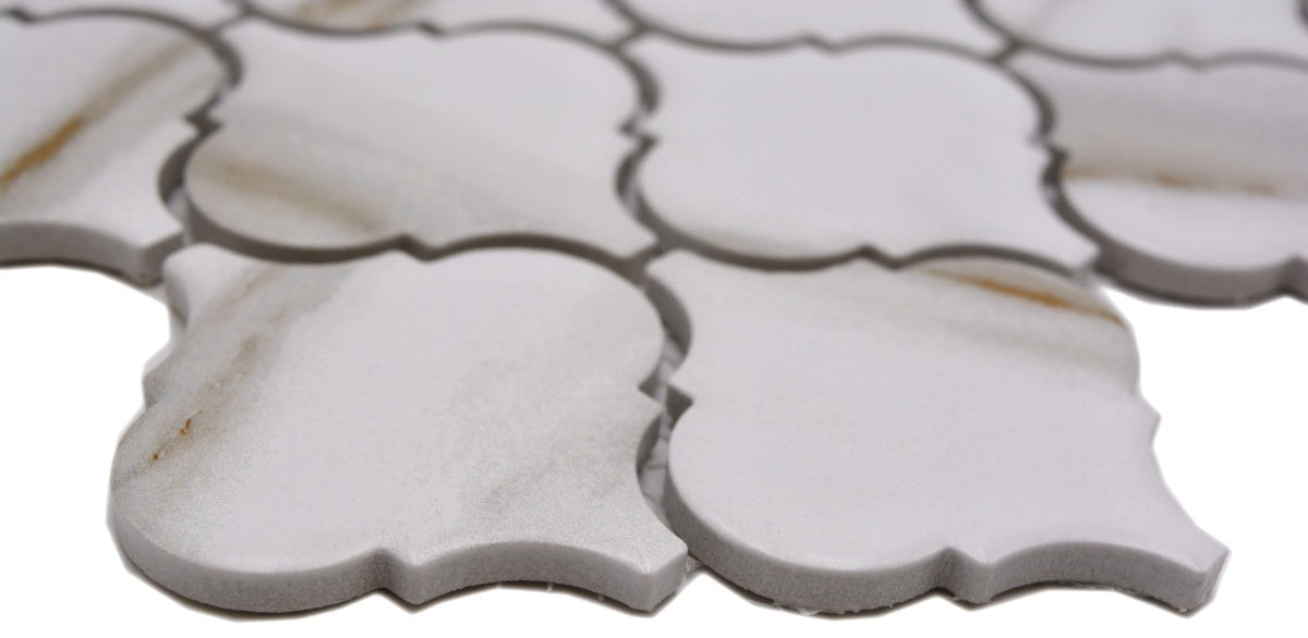 Keramik Luzerner Arabesque Weißes Laternen-Mosaik Plättli Marmor Muster