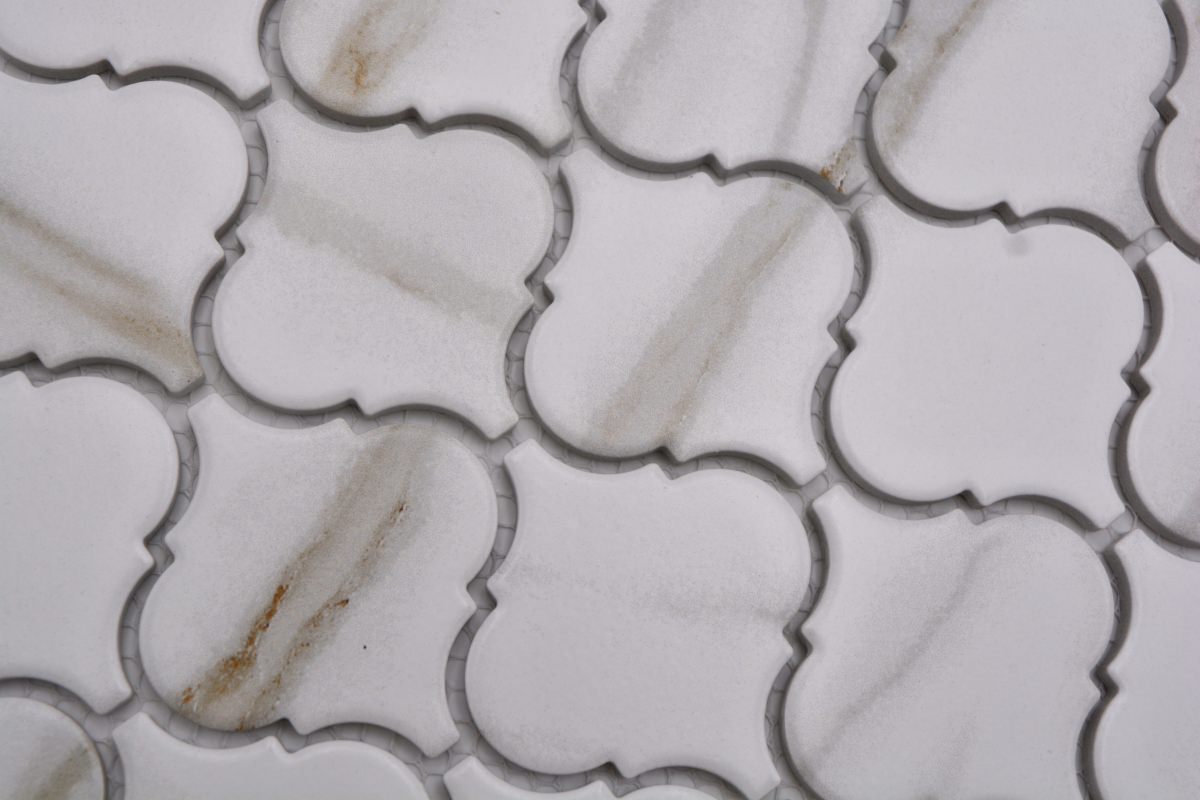 Keramik Luzerner Arabesque Weißes Laternen-Mosaik Plättli Muster