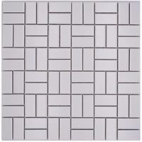 Keramik Parkettoptik Weiss Mosaikfliese 298x298 mm