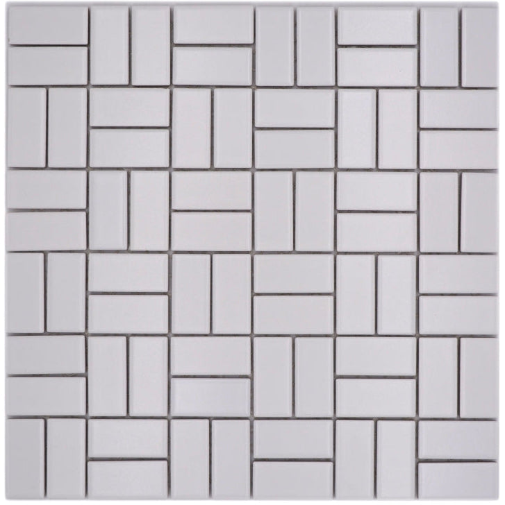 Keramik Parkettoptik Weiss Mosaikfliese 298x298 mm