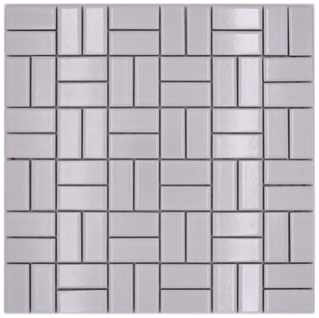 Keramik Parkettoptik Weiss Mosaikfliese 298x298 mm Glänzend