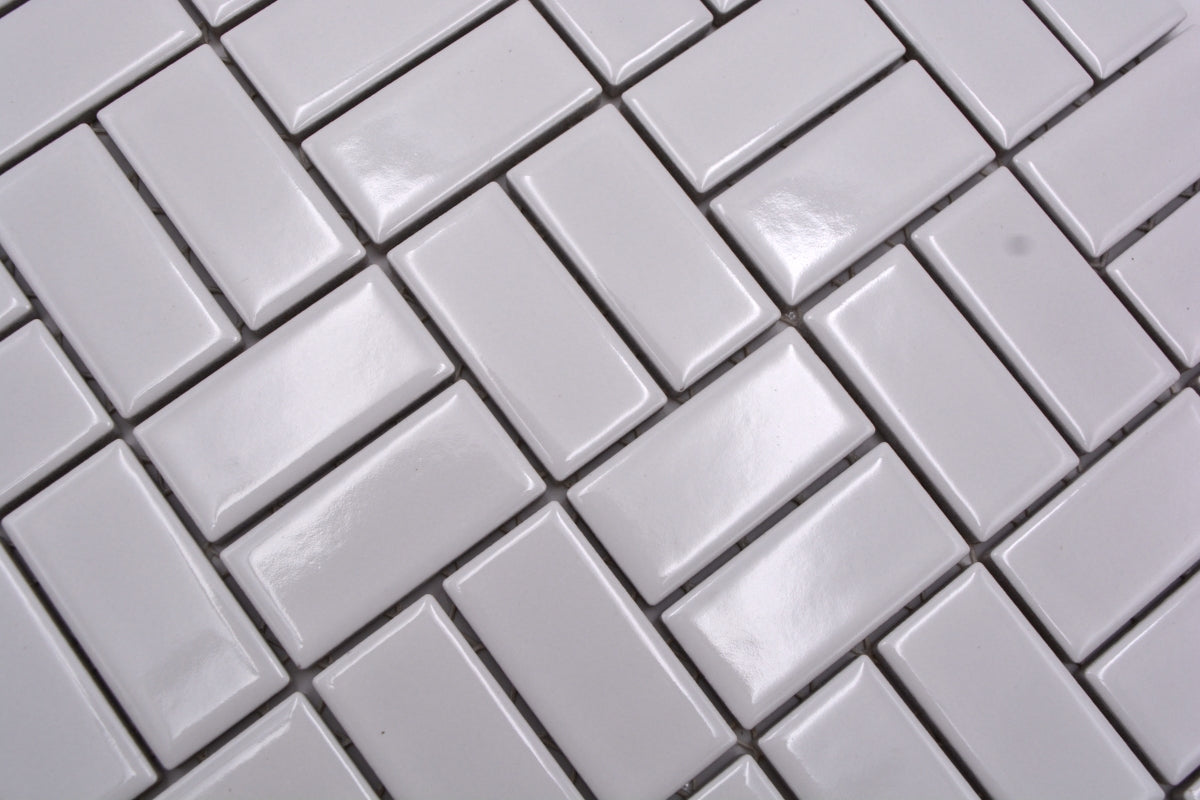 Keramik Parkettoptik Weiss Mosaikfliese 298x298 mm Glänzend Schweiz