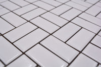 Keramik Parkettoptik Weiss Mosaikfliese 298x298 mm Glänzend Weboptik