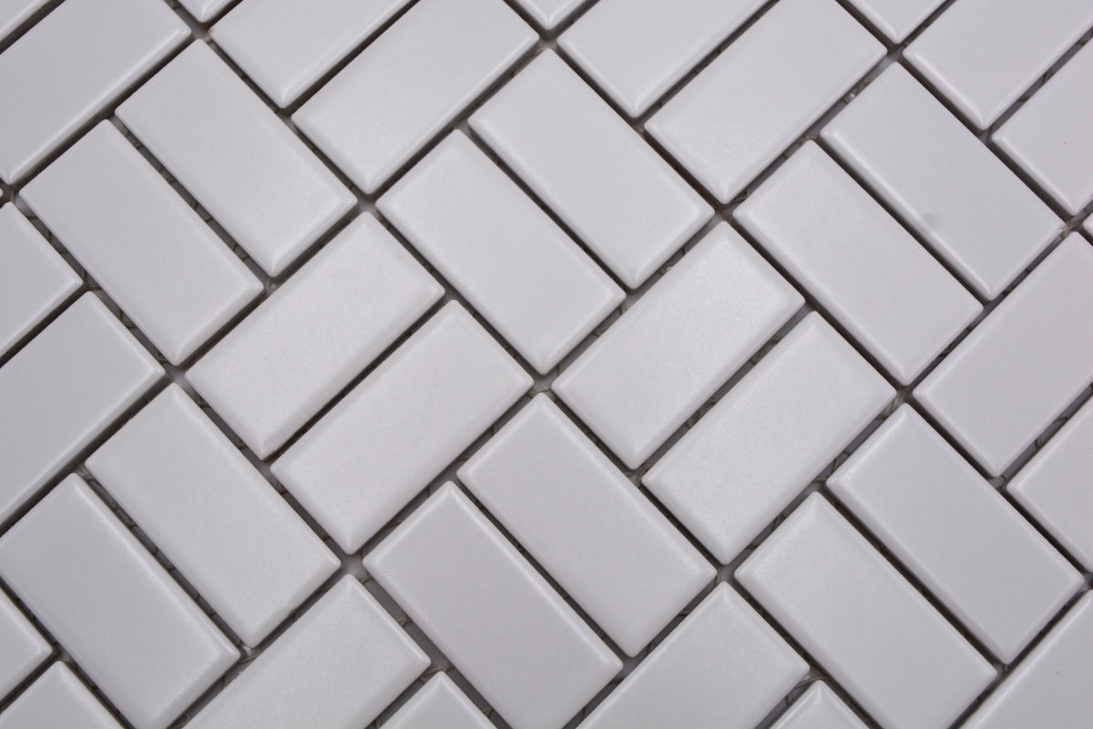 Keramik Parkettoptik Weiss Mosaikfliese 298x298 mm Matt