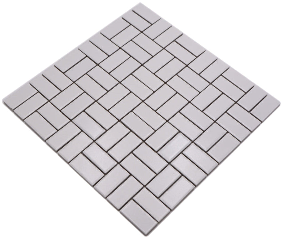 Keramik Parkettoptik Weiss Mosaikfliese 298x298 mm Plättli