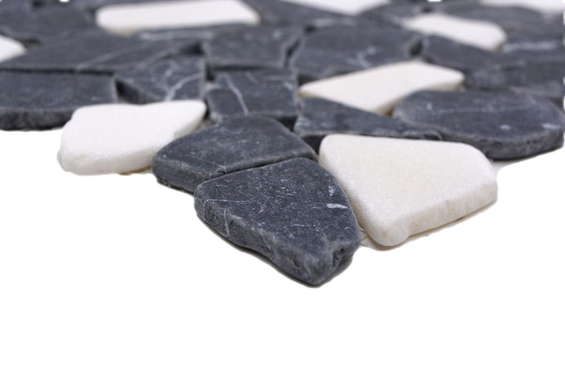 Schwarz Weiss Kieselstein Marmor Mosaikfliesen -Pebble Mosaike