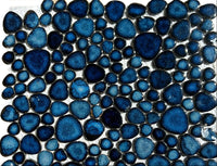 Kieselstein Mosaik Tiefblau Mix Fliese | Cobalt Reef
