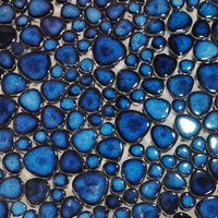Kieselstein Mosaik Tiefblau Mix Fliese Pebble | Cobalt Reef