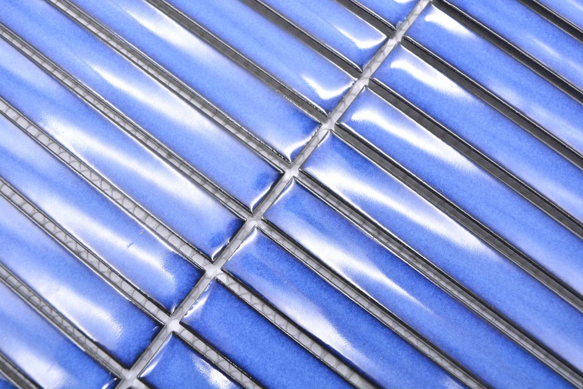 KitKat Skyline Blau Keramik Bambus Mosaikfliese Glänzende Plättli