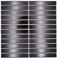 Kitkat Schwarz Glänzend Bambus Porzellan Mosaikfliese