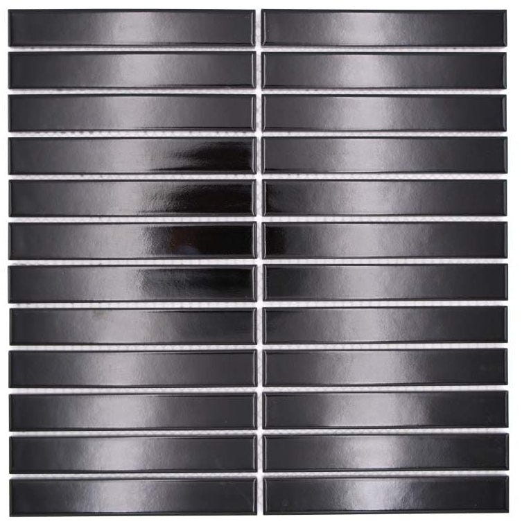 Kitkat Schwarz Glänzend Bambus Porzellan Mosaikfliese