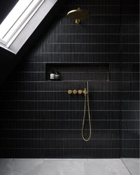 Kitkat Schwarz Glänzend Porzellan Mosaikfliese Badezimmer und Dusch Wand