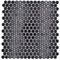 Knopf Schwarz Gewölbt Glanz Mosaikfliese