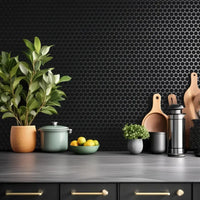 Knopf Schwarz Gewölbt Glanz Mosaikfliese Küchen Rückwandfliese Penny