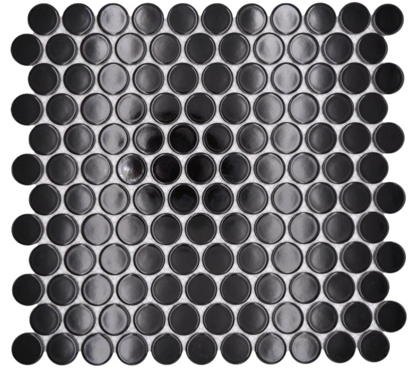 Knopf Schwarz Glanz Mosaikfliese