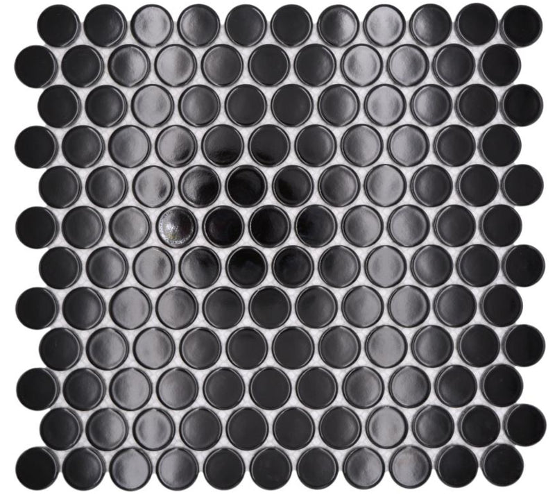 Knopf Schwarz Glanz Mosaikfliese