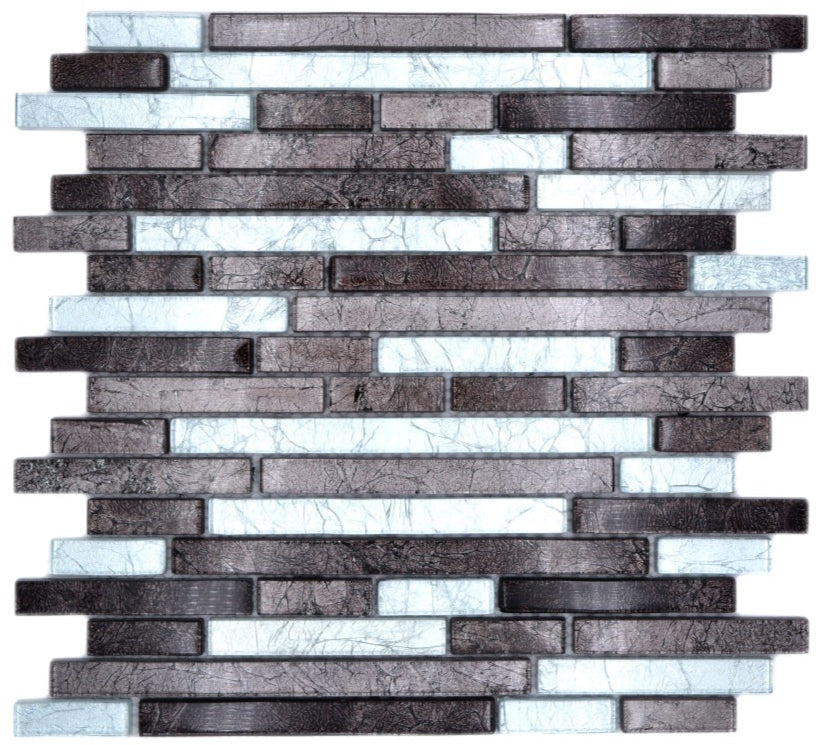 Kristal Silber Schwarz Mauerverband Mosaik Fliese