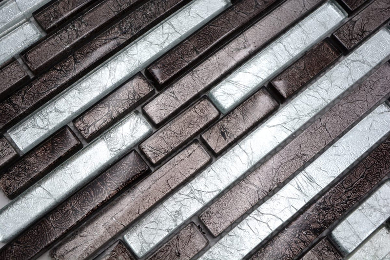 Kristal Silber Schwarz Mauerverband Mosaik Fliesen