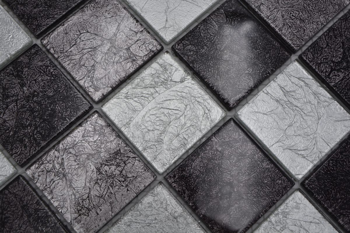 Kristall Silber Schachbrett Mosaik Fliese