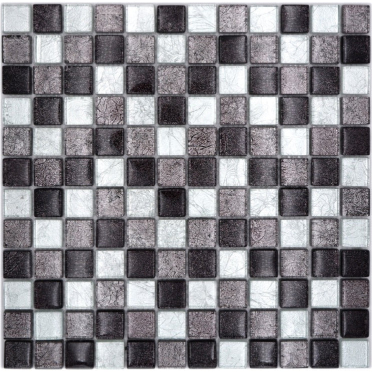 Kristall Silber Schachbrett Mosaikfliese - 23 x 23 x 8 mm