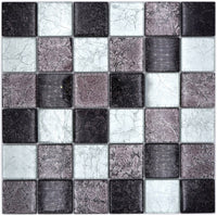 Kristall Silber Schachbrett Mosaikfliese - 48 x 48 x 8 mm