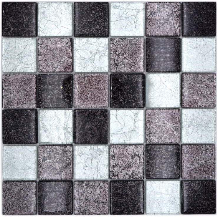 Kristall Silber Schachbrett Mosaikfliese - 48 x 48 x 8 mm