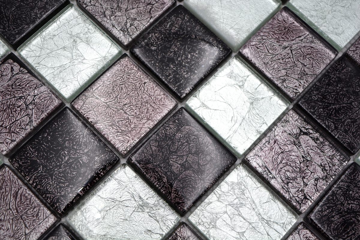 Kristall Silber Mosaikfliese - 48 x 48 x 8 mm