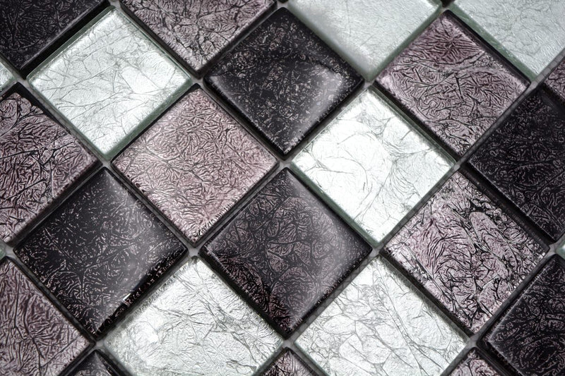 Kristall Silber Mosaikfliese - 48 x 48 x 8 mm