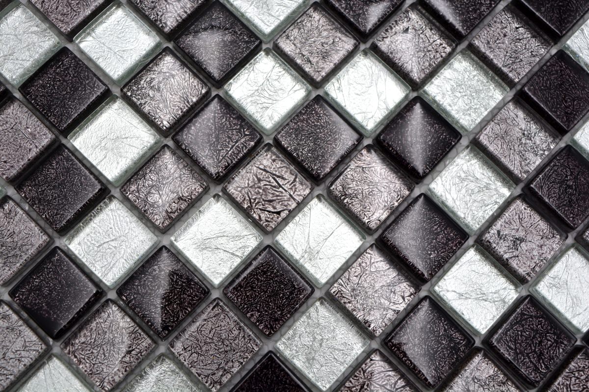 Silber Schachbrett Mosaikfliesen - 8 mm