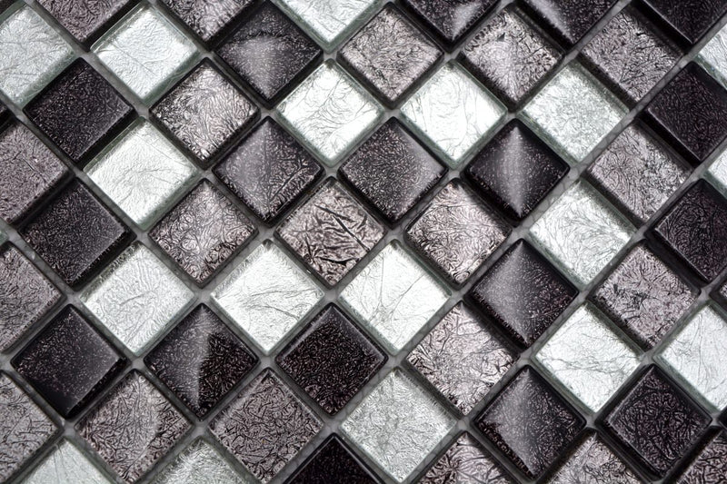 Silber Schachbrett Mosaikfliesen - 8 mm
