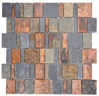 Kupfer Rustikal Schieferoptik Mosaikfliese