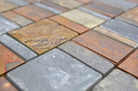 Kupfer Rustikal Schieferoptik Mosaikfliesen Stein Mix Mosaik