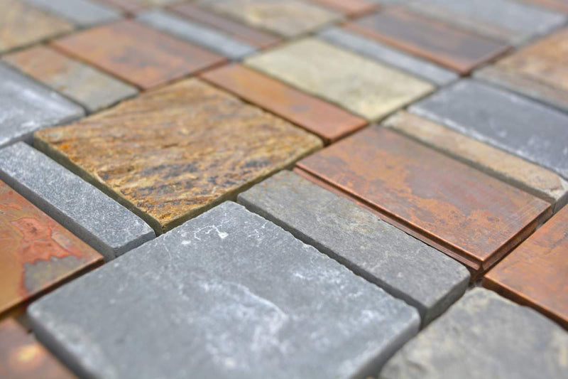 Kupfer Rustikal Schieferoptik Mosaikfliesen Stein Mix Mosaik