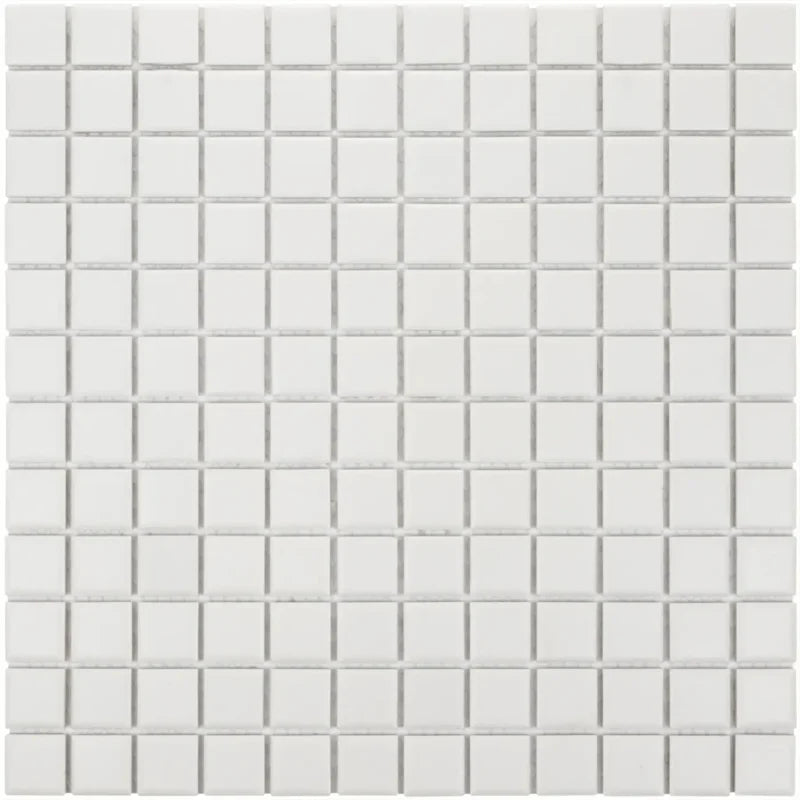 Isabelle Mini Super White Matt Square Mosaic Tile R11 - 23x23mm