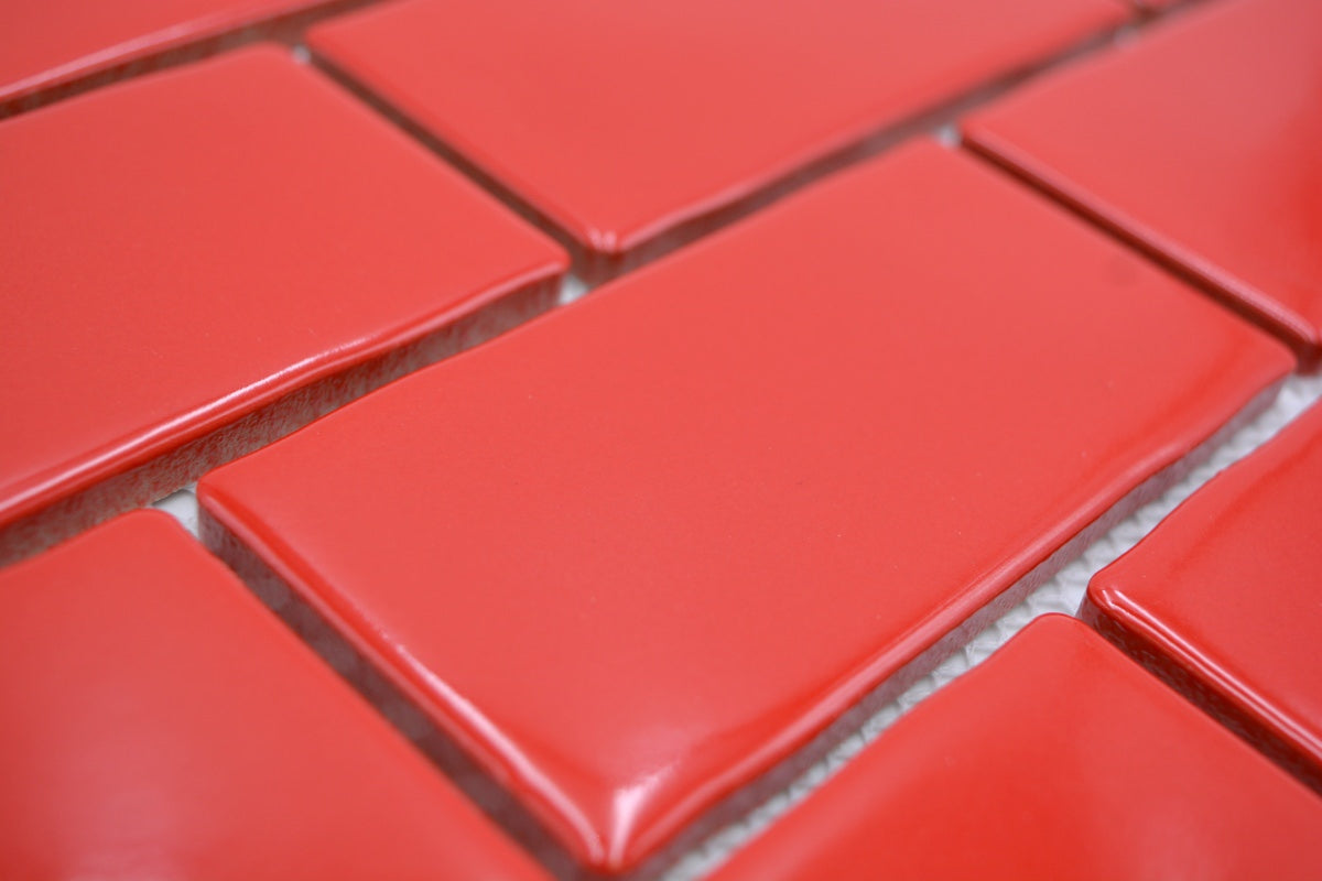 London Metro Ziegel Plättli Rot Mosaikfliese Glänzend