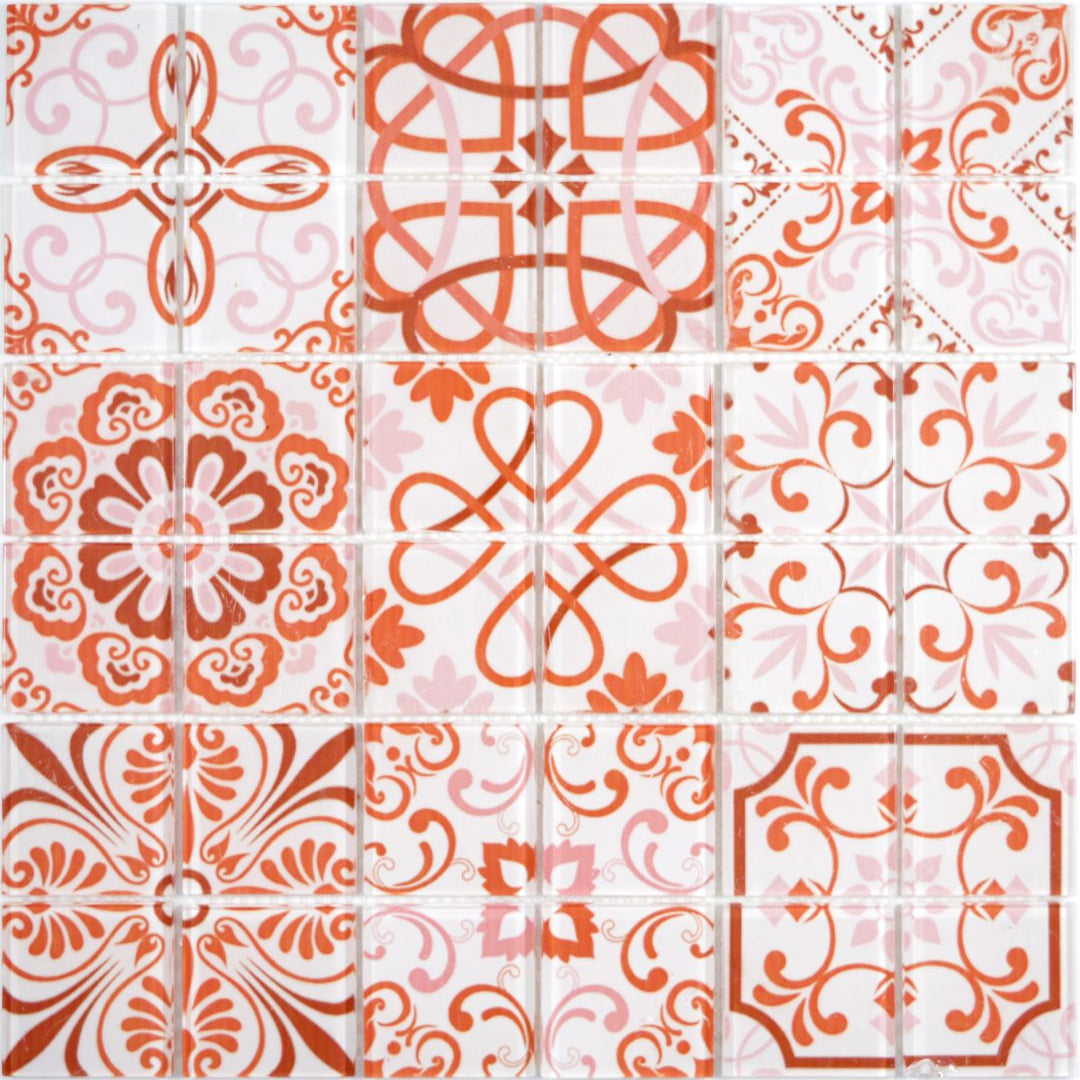 Luzerner Rouge Glas Mosaikfliese 300x300 mm