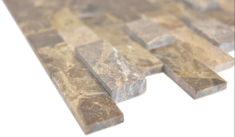 Marmor Mosaikfliese Cappuccino Braun Naturstein Optik 3D