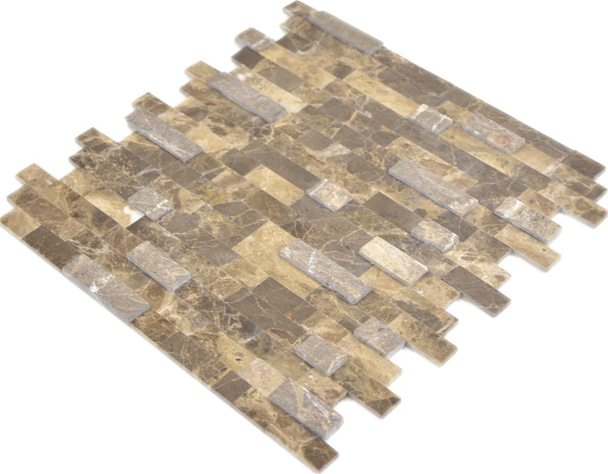 Marmor Mosaikfliese Cappuccino Braun Naturstein Optik Muster