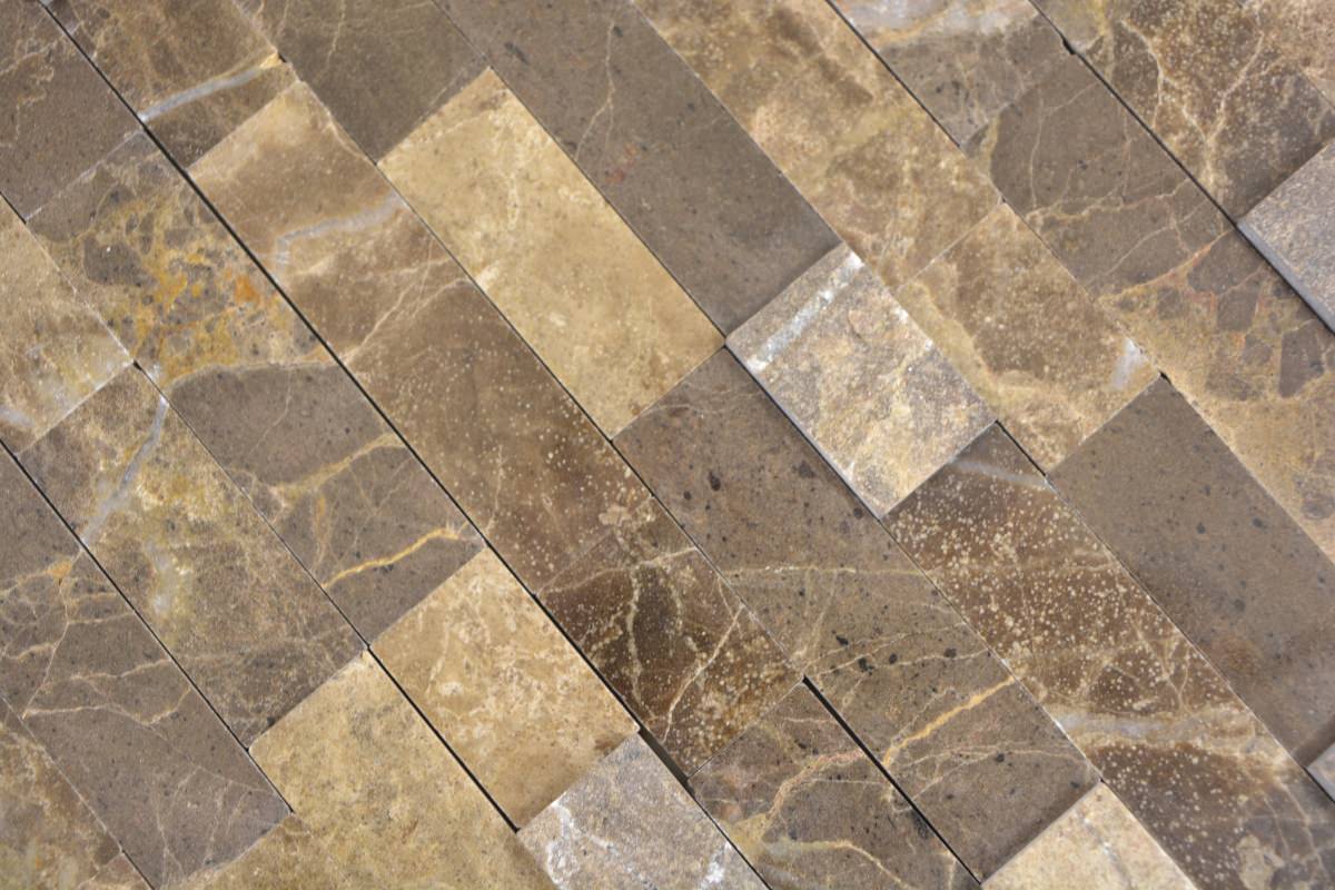 Marmor Mosaikfliese Cappuccino Braun Naturstein Optik Plättli