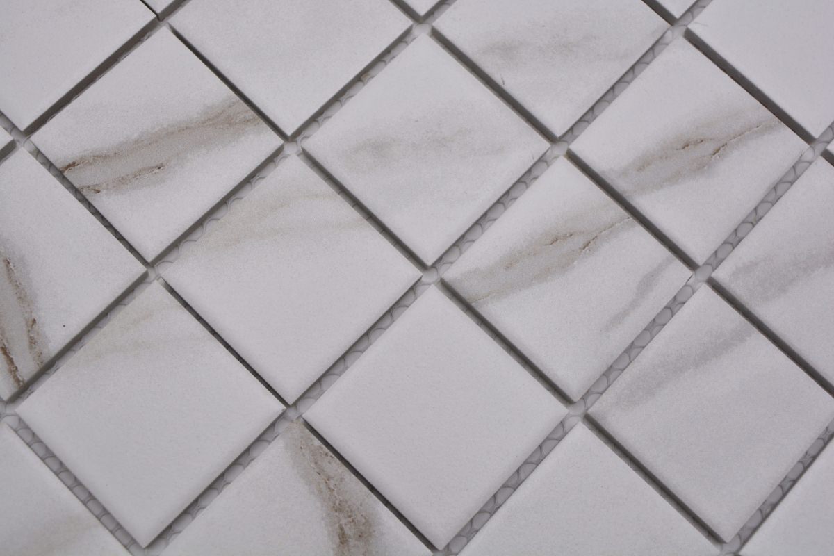 Marmoroptik Mosaikfliese Keramik Weiss Plättli