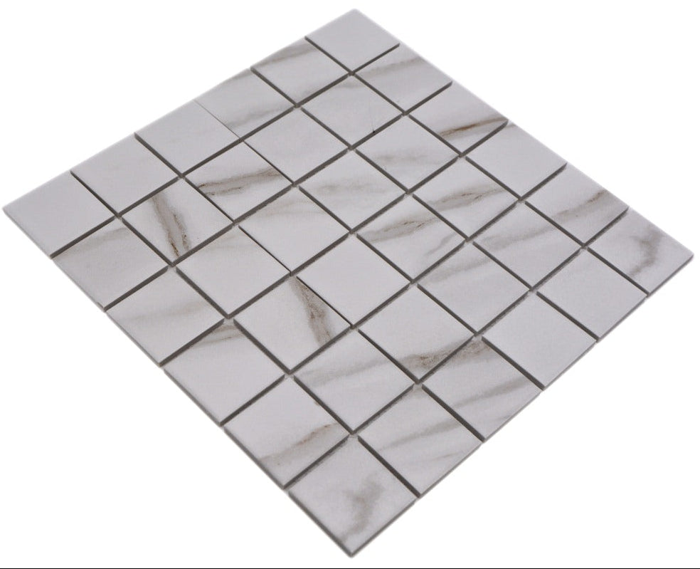 Marmoroptik Mosaikfliese Keramik Weiss Quadrat