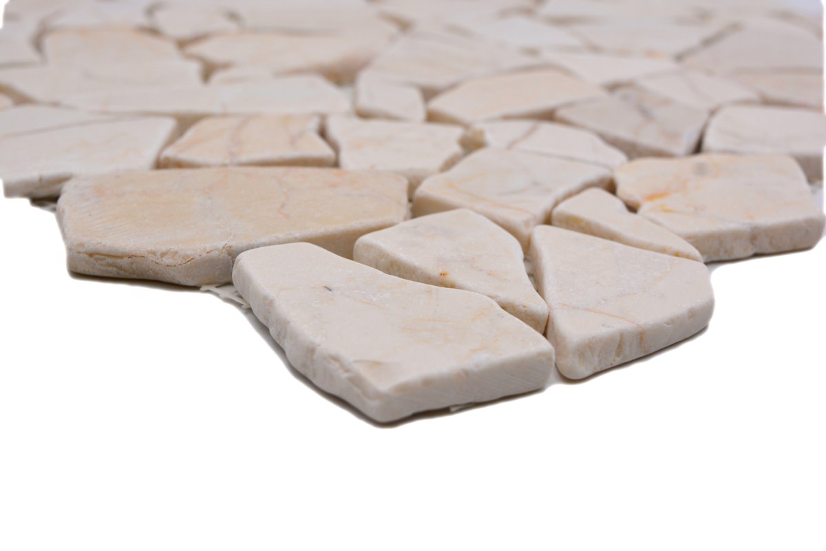 Creme Beige Bruch Kieselstein Marmor Mosaikfliese Pebble