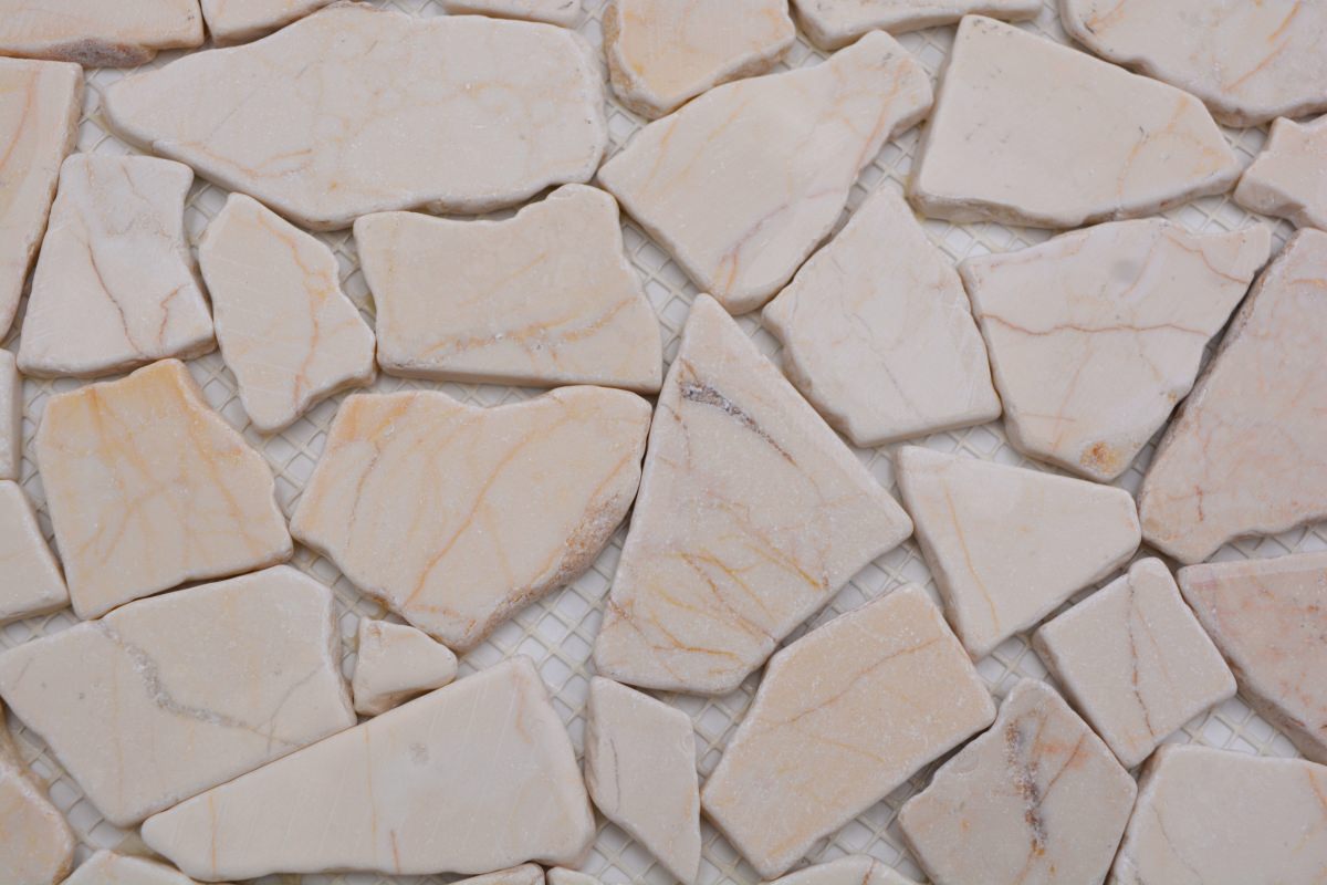 Beige Bruch Kieselstein Marmor Mosaikfliese