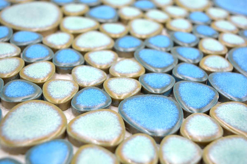 Pebble Blau Kieselstein Mosaikfliese Plättli