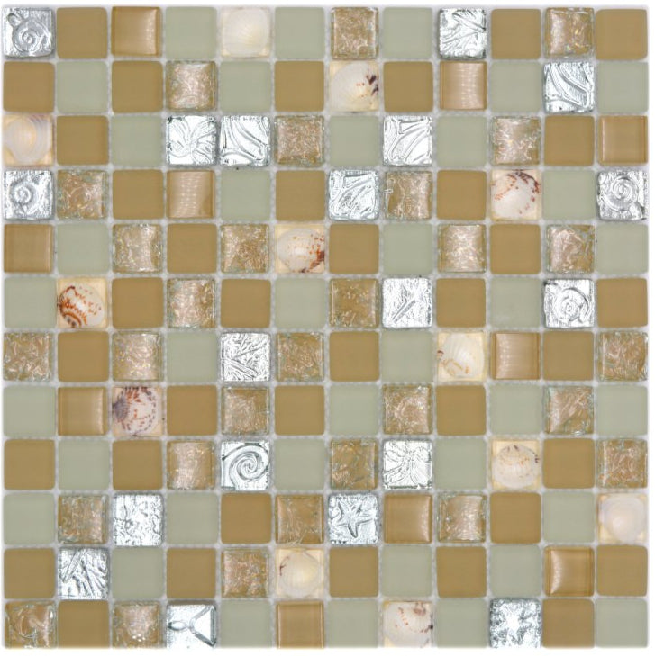 Meeresfrucht Beige Glas Mosaikfliese