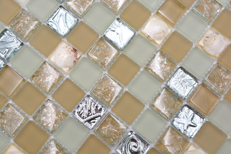 Meeresfrucht Beige Glas Mosaikfliesen