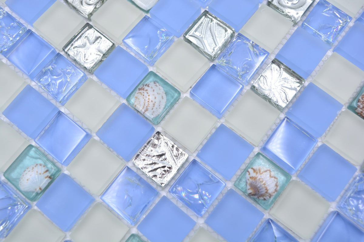 Meeresfrucht Blau Glas Mosaikfliesen