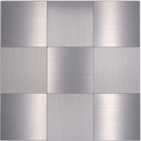 Metall Mosaikfliese Silber Quadratisch Selbstklebend