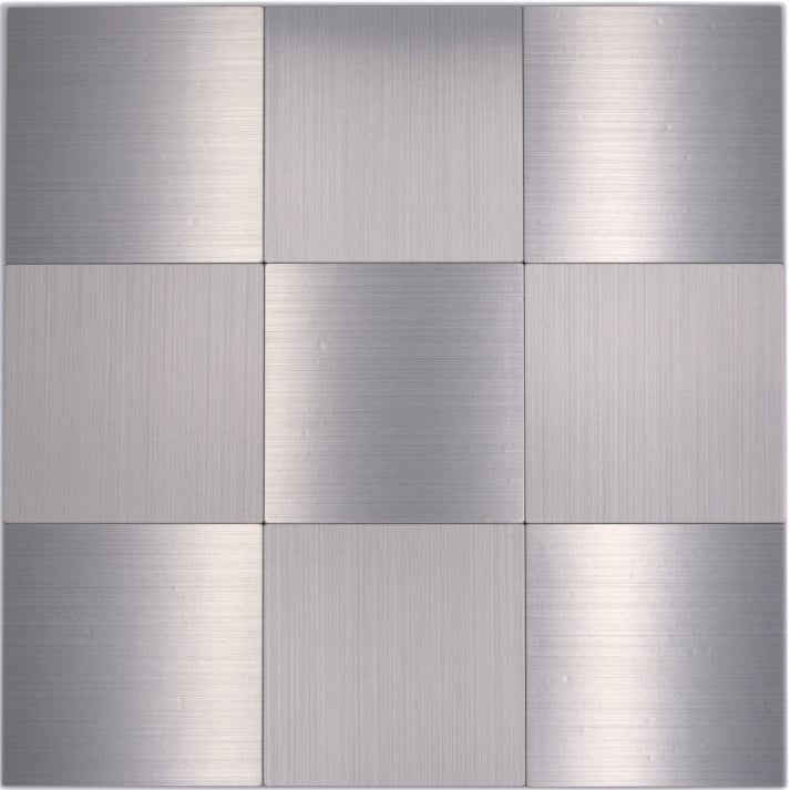 Metall Mosaikfliese Silber Quadratisch Selbstklebend
