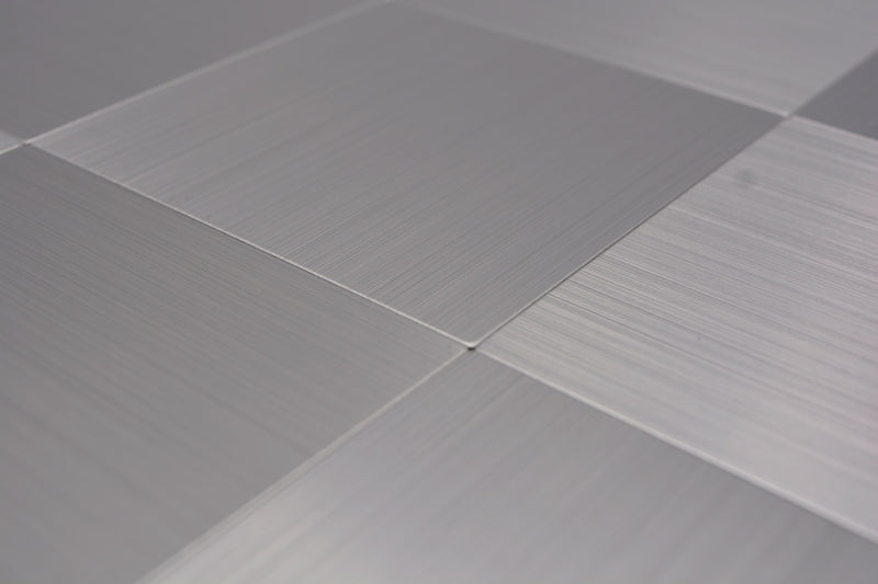 Metall Mosaikfliese Silber Quadratisch Selbstklebend Aluminium